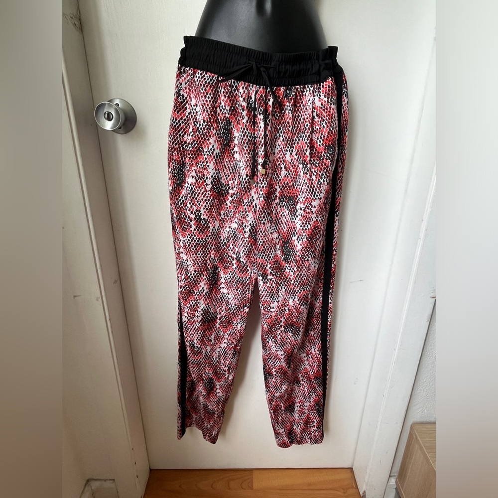 Calvin Klein Jogger Pants Red Black White Snake Print Drawstring Pants SZ S - Picture 3 of 15